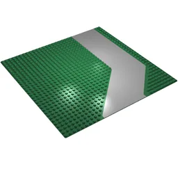 Baseplate 32 x 32 with 9-Stud Angled with Gray Driveway / Road Print / Green