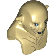 Minifig Head Special, Azog with Dark Tan Markings on Face and Chest, Light Blue Eyes Print / Tan
