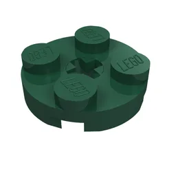 Plate Round 2 x 2 with Axle Hole Type 1 (+ Opening) / Dark Green