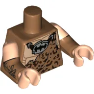 Torso, Dual Molded Arms, Muscles with Animal Spots, Stone Batman Logo Pendant Print, Light Nougat Sleeves Pattern, Medium Nougat Arms with Fur Cuffs Print, Light Nougat Hands / Medium Nougat