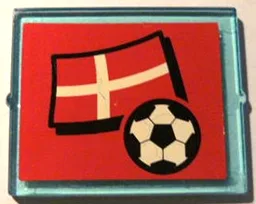 Glass for Window 1 x 4 x 3 with Flag of Denmark and Soccer Ball on Red Background Pattern (Sticker) - Set 3407