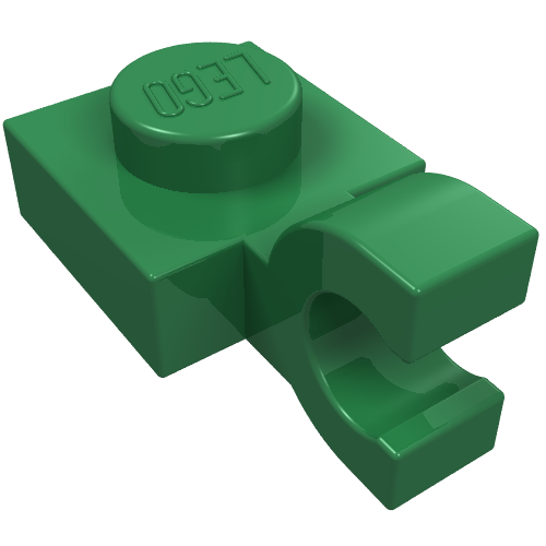 Lego Plate Special 1 x 1 with Clip Horizontal [Thick U Clip] / Green