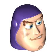 Lego Minifig Head Special, Buzz Lightyear with Dirt Stains, Dark Purple Hood Pattern / Light Nougat