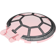 Lego Dish 6 x 6 Inverted - No Studs with Handle with TIE fighter Cockpit print