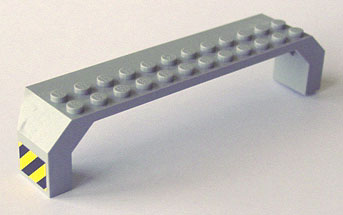 Lego Arch 2 x 14 x 2 1/3 with Black and Yellow Stripes on Ends Pattern (Stickers) - Set 6456