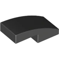Brick Curved 2 x 1 No Studs [1/2 Bow] / Black