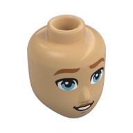 Lego Minidoll Head Male, Nougat Eyebrows, Medium Blue Eyes, Open Mouth Smile / Warm Tan