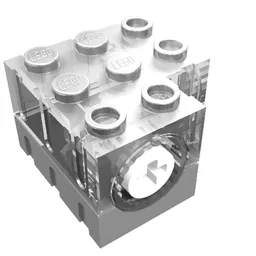 Technic Gearbox 3 x 3 x 1.667 Corner [Complete Assembly] / Trans-Clear