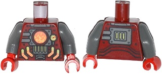 Lego Torso Agents Robot with Furnace with Gauge and Piping Pattern / Dark Bluish Gray Arms / Red Hands
