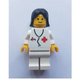 Doctor - White Torso and Legs, Black Hair Female (3626c Head)
