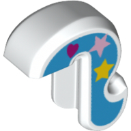 Lego Animal Body Part, Cat Tail with Medium Blue Stripe, Dark Pink Heart, Pink and Yellow Star print / White