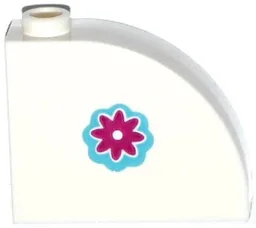 Slope, Curved 3 x 1 x 2 with Hollow Stud with Magenta Flower on Medium Azure Background Pattern Model Right Side (Sticker) - Set 41125