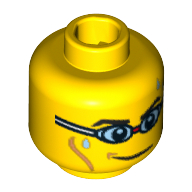 Lego Minifig Head Team GB, Eyebrows, Cheek Lines and Swim Goggles Print [Blocked Open Stud] / Yellow