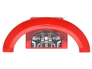 Lego Vehicle, Mudguard 4 x 2 1/2 x 1 with Arch Round with Black and Silver Car Mechanical Parts on Inside Pattern (Sticker) - Set 76077
