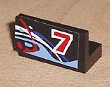 Panel 1 x 2 x 1 with Number 7 on Right and Blue, White and Red Swirls Pattern (Sticker) - Set 8223