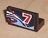 Lego Panel 1 x 2 x 1 with Number 7 on Right and Blue, White and Red Swirls Pattern (Sticker) - Set 8223