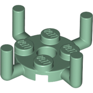 Lego Plate Special Round 2 x 2 with Pin Hole and 4 Bars Up / Sand Green