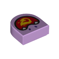 Lego Tile 1 x 1 Half Circle with Face, Open Mouth with Flames print / Lavender