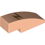 Lego Brick Curved 3 x 1 No Studs with Lightning Bolt / Harry Potter Scar print