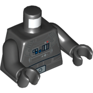 Lego Torso Flight Suit with Control Panel, Tubes, Silver Belt Buckle Print (TIE Pilot), Black Arms and Hands / Black