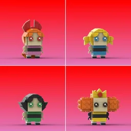 Blossom, Bubbles, Buttercup + Princess Morbucks (PPG) Brickheadz