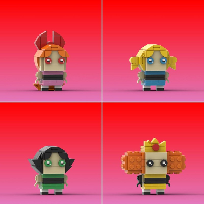 Lego Blossom, Bubbles, Buttercup + Princess Morbucks (PPG) Brickheadz