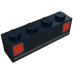 Brick 1 x 4 with Basic Car Tail-lights Print / Black