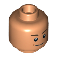 Lego Minifig Head Zander, Brown Eyebrows, Chin Dimple, Smile Print [Hollow Stud] / Nougat
