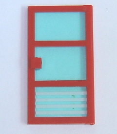 Lego Door 1 x 4 x 6 with 3 Panes with Trans-Light Blue Glass with 4 White Stripes Pattern (Sticker) - Set 7892