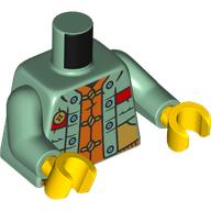 Lego Torso, Plaid Shirt, Buttons, Red Panels, Dark Orange Shirt, Laced print, Sand Green Arms, Yellow Hands / Sand Green