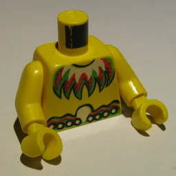 Torso, Bare Chest with Feather Necklace and Ornate Belt Print, Yellow Arms and Hands