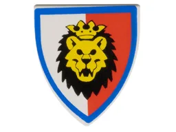 Shield Triangular with Lion Head, Red and White Background Print