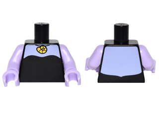 Lego Torso Female Dress Strapless with Lavender Neckline and Back and Shell Necklace Pattern / Lavender Arms / Lavender Hands