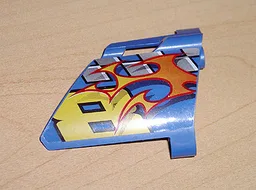 Technic, Panel Fairing #22 Large Short, Small Hole, Side A with Yellow Number 8, Flames, and Checkered Pattern (Sticker) - Set 8646