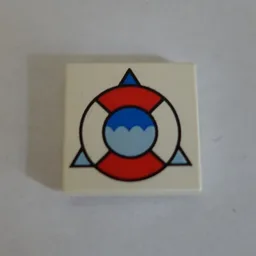 Tile 2 x 2 with Coast Guard Life Preserver Over Triangle Print / White