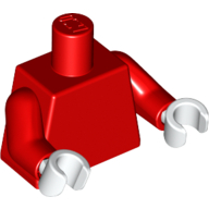 Lego Torso, Red Arms, White Hands [Plain] / Red