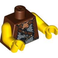 Lego Torso Vest with Chain Mail and Belts Print (Viking), Yellow Arms and Hands / Reddish Brown