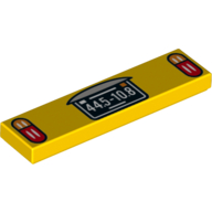 Lego Tile 1 x 4 with Tail Light and License / Number Plate '445-10.8' Print / Yellow