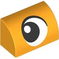 Brick Curved 1 x 2 x 1 No Studs with Eye, Looking Left Print / Bright Light Orange