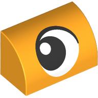Lego Brick Curved 1 x 2 x 1 No Studs with Eye, Looking Left print / Bright Light Orange