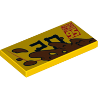 Lego Tile 2 x 4 with '95' and Mud Print / Yellow