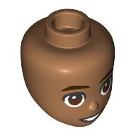 Lego Minidoll Head Reddish Brown Eyebrows, Brown Eyes, Smile / Medium Nougat