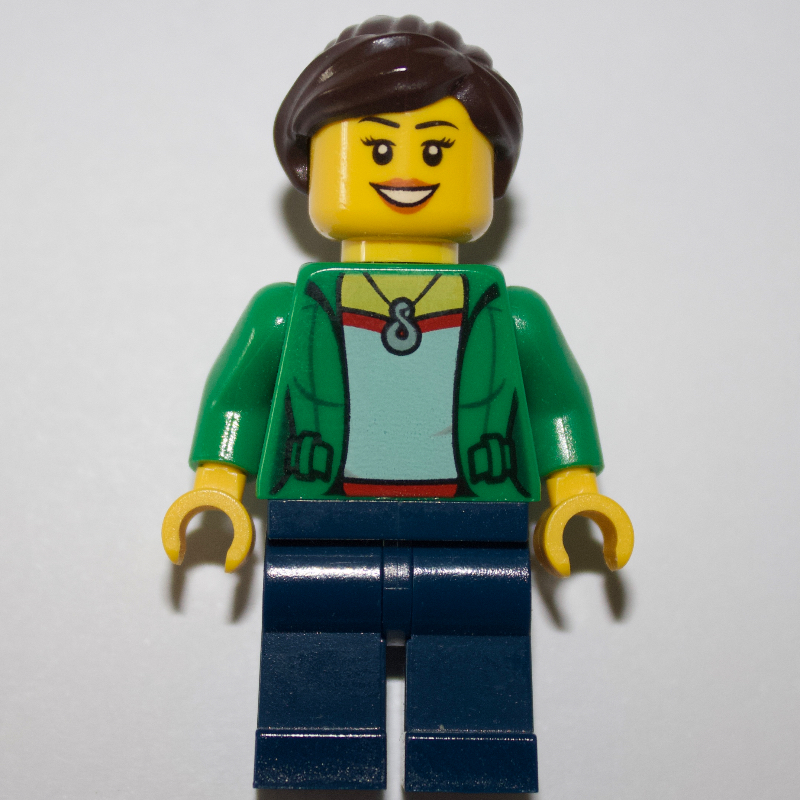 Lego Green Torso, Dark Blue Legs, Dark Brown Hair