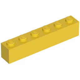 Brick 1 x 6 without Bottom Tubes, with 2 Raised Cross Supports / Yellow