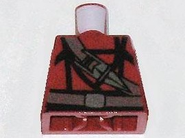 Lego Torso Indiana Jones Dark Brown Belt and Sash with Ceremonial Katar / Knife / Dagger Pattern