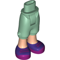 Lego Minidoll Hips and Cropped Trousers with Magenta and Dark Purple Shoes with Laces Print / Sand Green