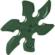 Lego Large Figure Weapon 6 Blade Ninja Star / Shuriken / Dark Green