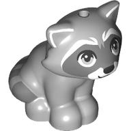 Lego Animal, Raccoon Sitting with Dark Bluish Grey Face, White Nose print / Light Bluish Gray