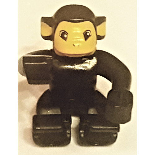 Lego Duplo Animal Monkey, Bright Light Orange Face and Ears, Eyes Looking Forward / Black
