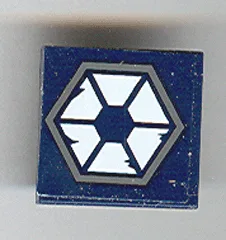Tile 2 x 2 with Dark Bluish Gray Hexagon, 6 White Trapezoids and 4 Wear Marks Pattern (Sticker) - Sets 7252 / 7283